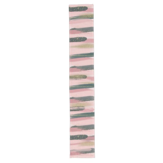 Pink and Green Brushstroke Christmas Table Runner Großer Tischläufer (Vorderseite)