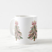 Pink and Green Brushstroke Christmas Tree Mug Kaffeetasse (Vorderseite Links)