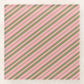 Pink and Green Candy Cane Stripes  Glasuntersetzer (Vorderseite)