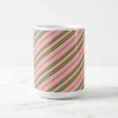 Pink and Green Candy Cane Stripes Kaffeetasse (Mittel)