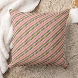 Pink and Green Candy Cane Stripes  Kissen