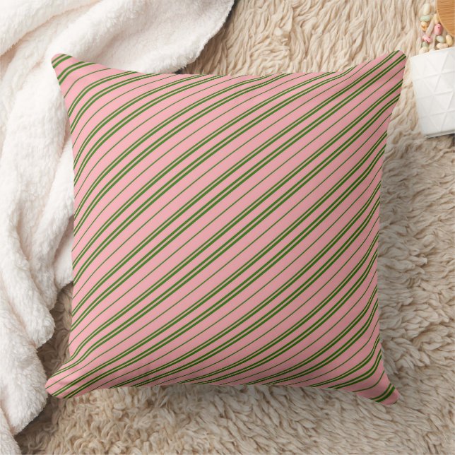 Pink and Green Candy Cane Stripes  Kissen (Decke)