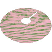 Pink and Green Candy Cane Stripes Polyester Weihnachtsbaumdecke (Schrägansicht)