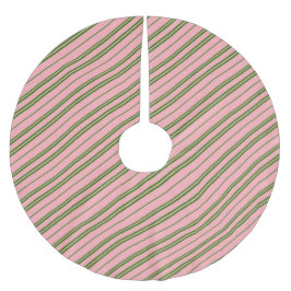 Pink and Green Candy Cane Stripes  Polyester Weihnachtsbaumdecke