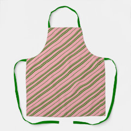 Pink and Green Candy Cane Stripes  Schürze