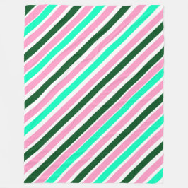 Pink and Green Christmas Candy Stripes  Fleecedecke