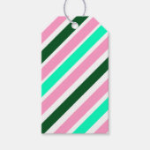 Pink and Green Christmas Candy Stripes  Geschenkanhänger (Vorderseite)