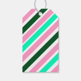 Pink and Green Christmas Candy Stripes  Geschenkanhänger