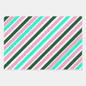 Pink and Green Christmas Candy Stripes  Geschenkpapier Set (Vorderseite)