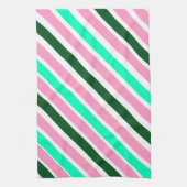 Pink and Green Christmas Candy Stripes  Geschirrtuch (Vertikal)