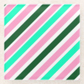 Pink and Green Christmas Candy Stripes  Glasuntersetzer (Vorderseite)