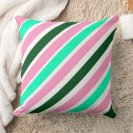 Pink and Green Christmas Candy Stripes  Kissen