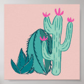 Pink and Green Cute Cactus Poster (Vorne)