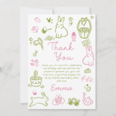 Pink and Green Easter Brunch and Egg Hunt  Dankeskarte (Vorderseite)
