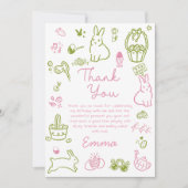 Pink and Green Easter Brunch and Egg Hunt  Dankeskarte (Vorderseite)
