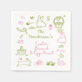 Pink and Green Easter Brunch and Egg Hunt Party Serviette (Vorderseite)