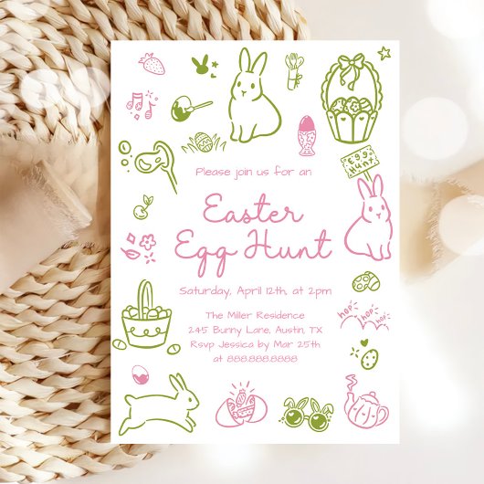 Pink and Green Easter Egg Hunt Party Einladung