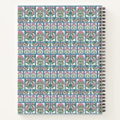 Pink and Green Floral Folk Art Quilt Pattern Notizblock (Rückseite)