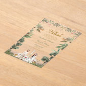 Pink and Green floral muslim wedding Acryleinladungen (Ablage )