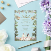 Pink and Green floral muslim wedding Acryleinladungen (In Situ (Hochzeit))