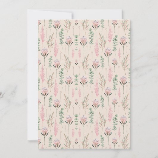 Pink and Green floral muslim wedding Einladung (Rückseite)