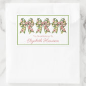Pink and Green Floral Personalized Bookplate Rechteckiger Aufkleber (Tasche)