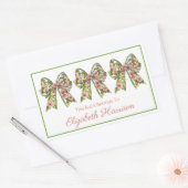 Pink and Green Floral Personalized Bookplate Rechteckiger Aufkleber (Umschlag)