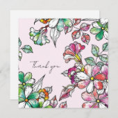 Pink and green flowers dankeskarte (Vorne/Hinten)