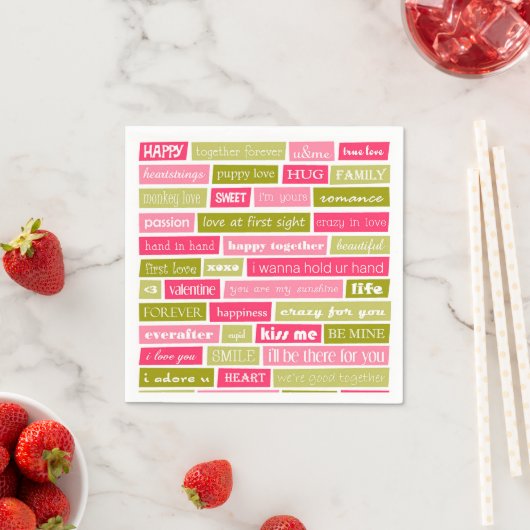 Pink and Green Love Letter Typography Squares Serviette (Beispiel)