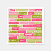 Pink and Green Love Letter Typography Squares Serviette (Vorderseite)