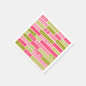 Pink and Green Love Letter Typography Squares Serviette (Ecke)