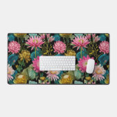 Pink and Green Lush Tropical Pattern Botanical Schreibtischunterlage (Tastatur & Maus)