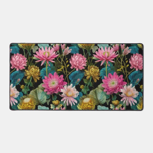 Pink and Green Lush Tropical Pattern Botanical Schreibtischunterlage (Vorderseite)