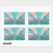 Pink and Green Minimalistic Landscape Stickers (Blatt)
