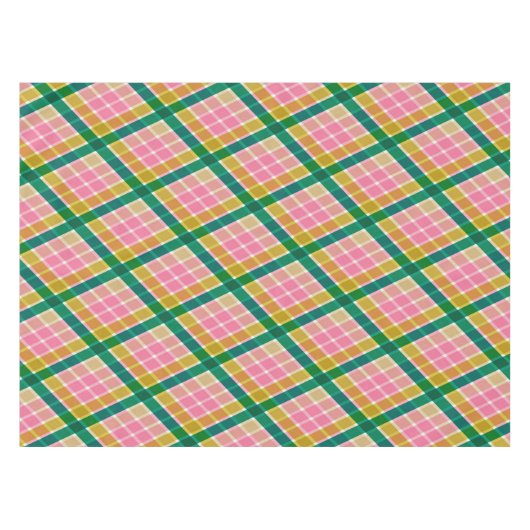 Pink and Green Modern Plaid Christmas Pattern Tischdecke (Vorderseite (Horizontal))