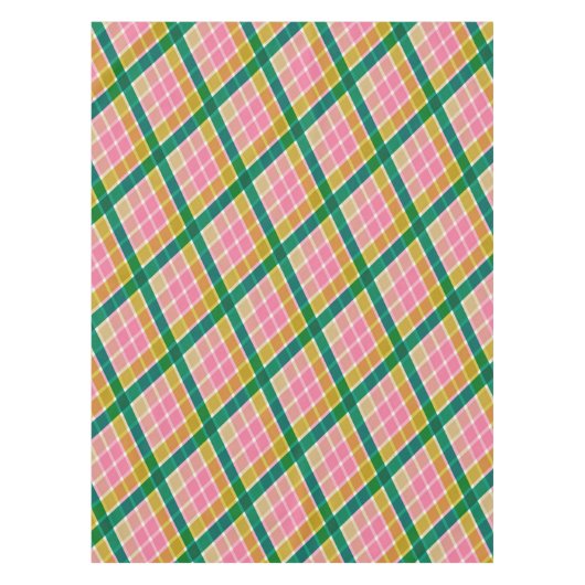 Pink and Green Modern Plaid Christmas Pattern Tischdecke (Vorderseite)