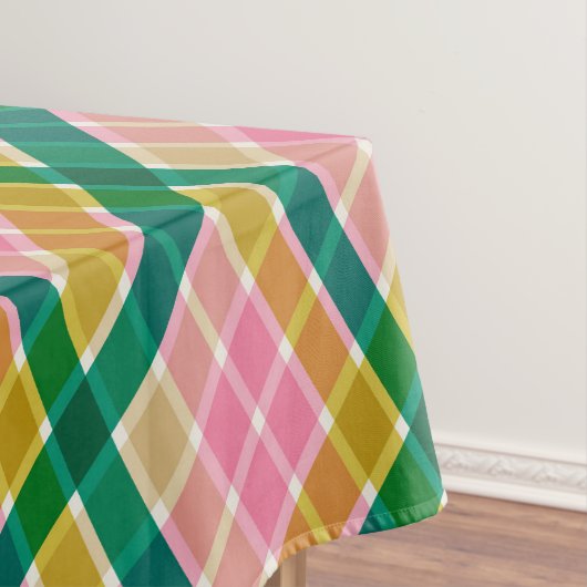 Pink and Green Modern Plaid Christmas Pattern Tischdecke (Beispiel)