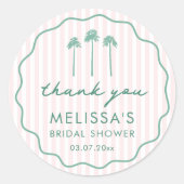 Pink And Green Palm Springs Bridal Shower Favor Runder Aufkleber (Vorderseite)
