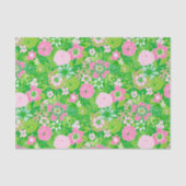 Pink and Green Preppy Palm Beach Floral Seidenpapier (Vorderseite)
