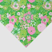 Pink and Green Preppy Palm Beach Floral Seidenpapier (Ausschnitt)