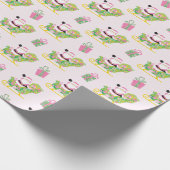 Pink and Green Preppy Palm Beach Santa Claus Geschenkpapier (Ecke)