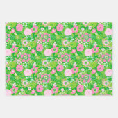 Pink and Green Preppy Palm Beach Santa Claus Geschenkpapier Set (Vorderseite 2)