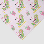 Pink and Green Preppy Palm Beach Santa Claus Seidenpapier (Ausschnitt)