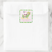 Pink and Green Preppy Palm Beach Santa Enclosure Quadratischer Aufkleber (Tasche)