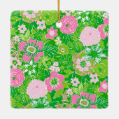 Pink and Green Preppy Palm Beach Santa Keramikornament (Rückseite)