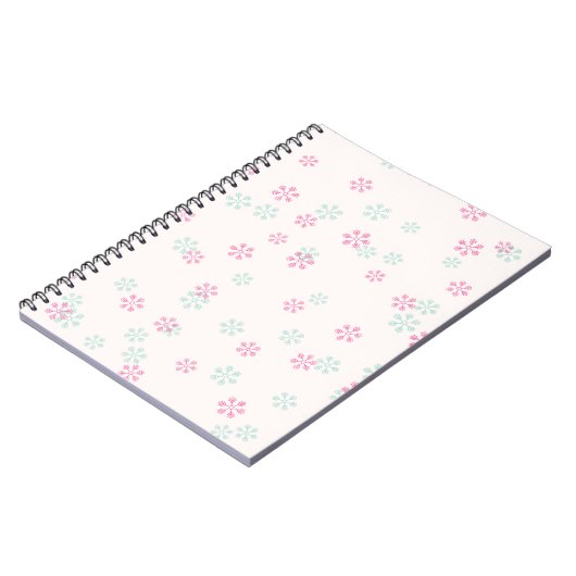 Pink And Green Snowflake Spiral Photo Notebook Notizblock (Linke Seite)
