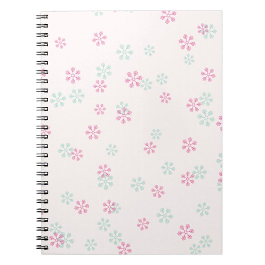 Pink And Green Snowflake Spiral Photo Notebook Notizblock (Vorderseite)