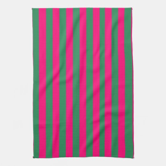 Pink and Green Stripes  Geschirrtuch (Vertikal)