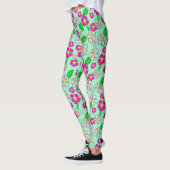 Pink and Green Tropical Flowers Patterned Leggings (Links)