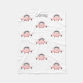 Pink and Grey Airplane Girl Name Personalized Fleecedecke (Vorderseite)